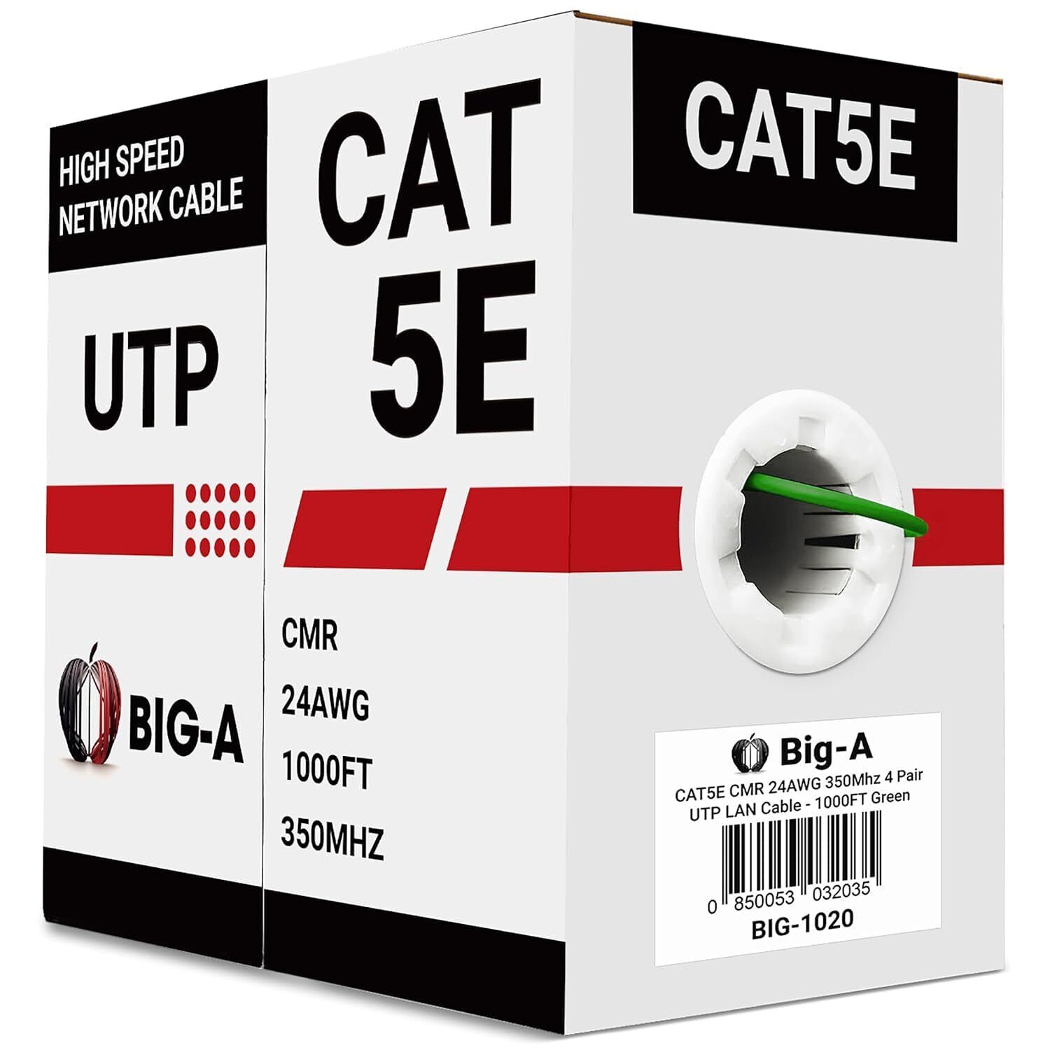 - Bulk Cat5e Cable 1000ft 24AWG Solid 4 Pair Cat5e Ethernet Cable, Unshielded...
