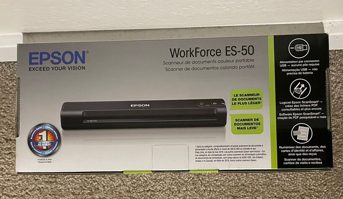 Epson ES-50 WorkForce Portable Document Scanner - Black Brand New
