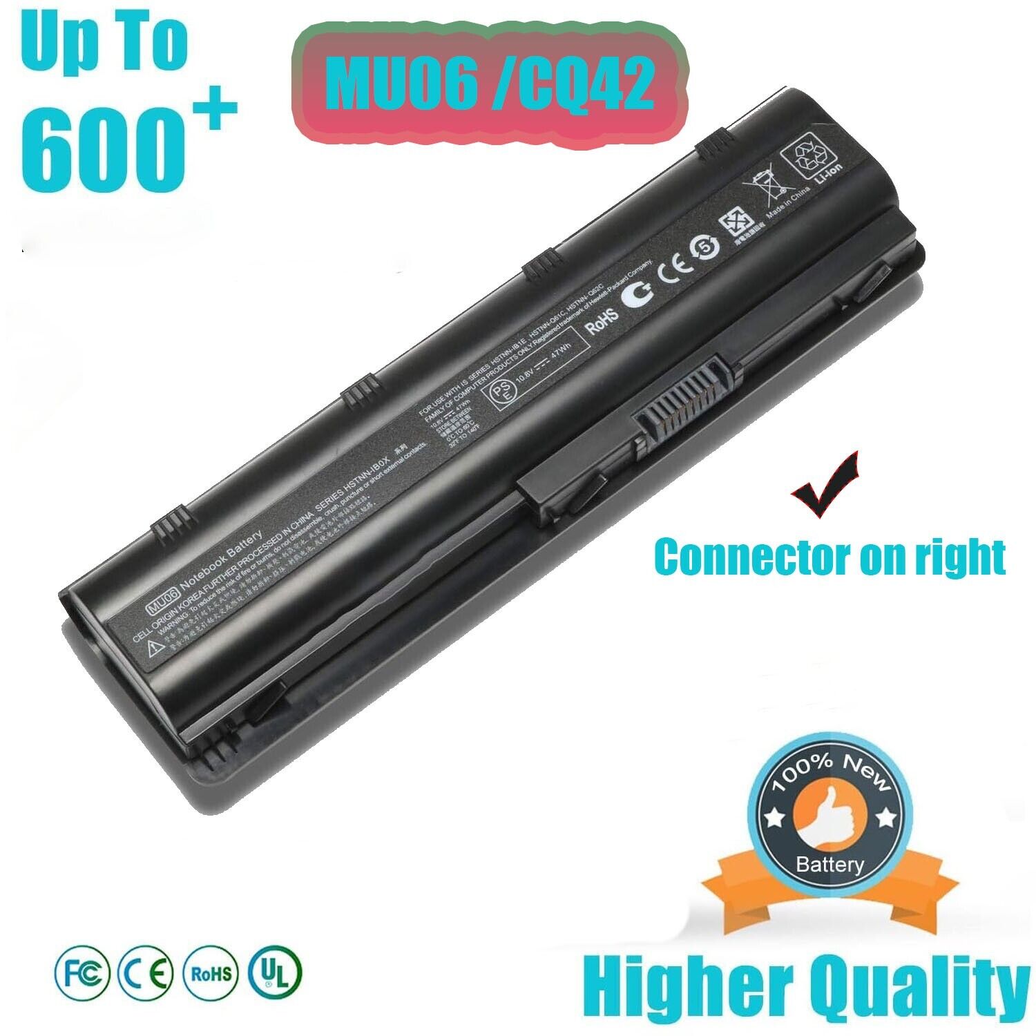 6 Cell Battery for HP MU06 MU09 SPARE 593554-001 593553-001 G62 CQ42 dv7-6000