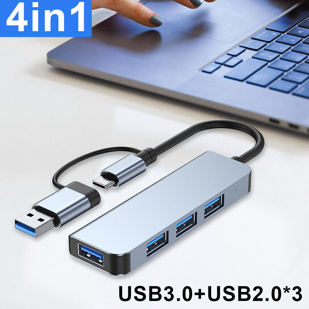 USB/TYPE-C To USB Hub 4-Port USB Splitter USB Expander for Laptop Flash Drive