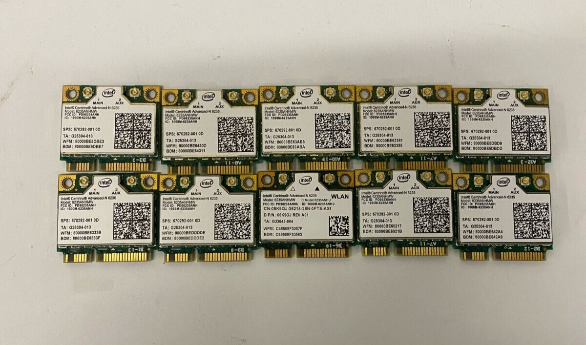 Used Lot of 10 Intel Centrino Advanced-N 6235 6235ANHMW 802.11n Wireless Card