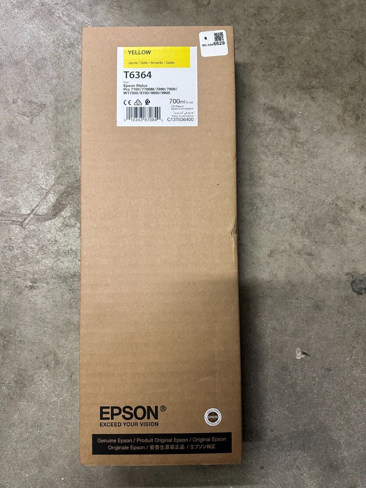Epson T6364 Yellow 700ml Ink Cartridge EXP 2023 06 21
