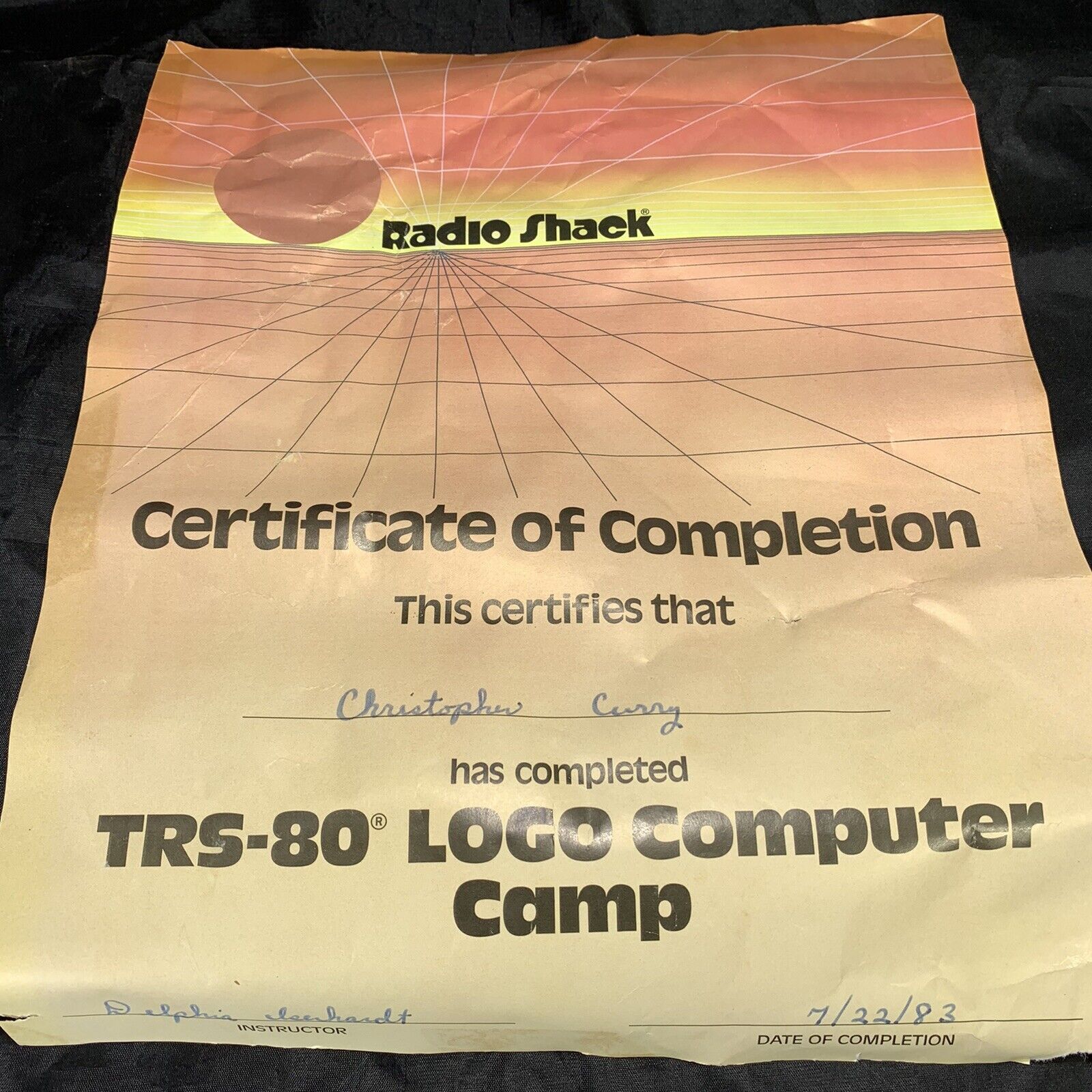Vintage 1980s TRS-80 Computer Camp Completion Certificate Poster Radio Shack