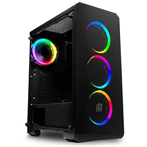 Deco Gear Mid-Tower PC Gaming Computer Case 3-Sided Tempered Glass and LED Light