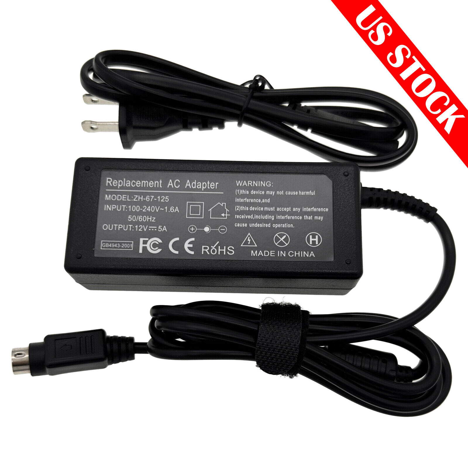 12V 4-Pin AC Adapter Charger For Sanyo CLT1554 LCD TV Monitor Power Supply Cord