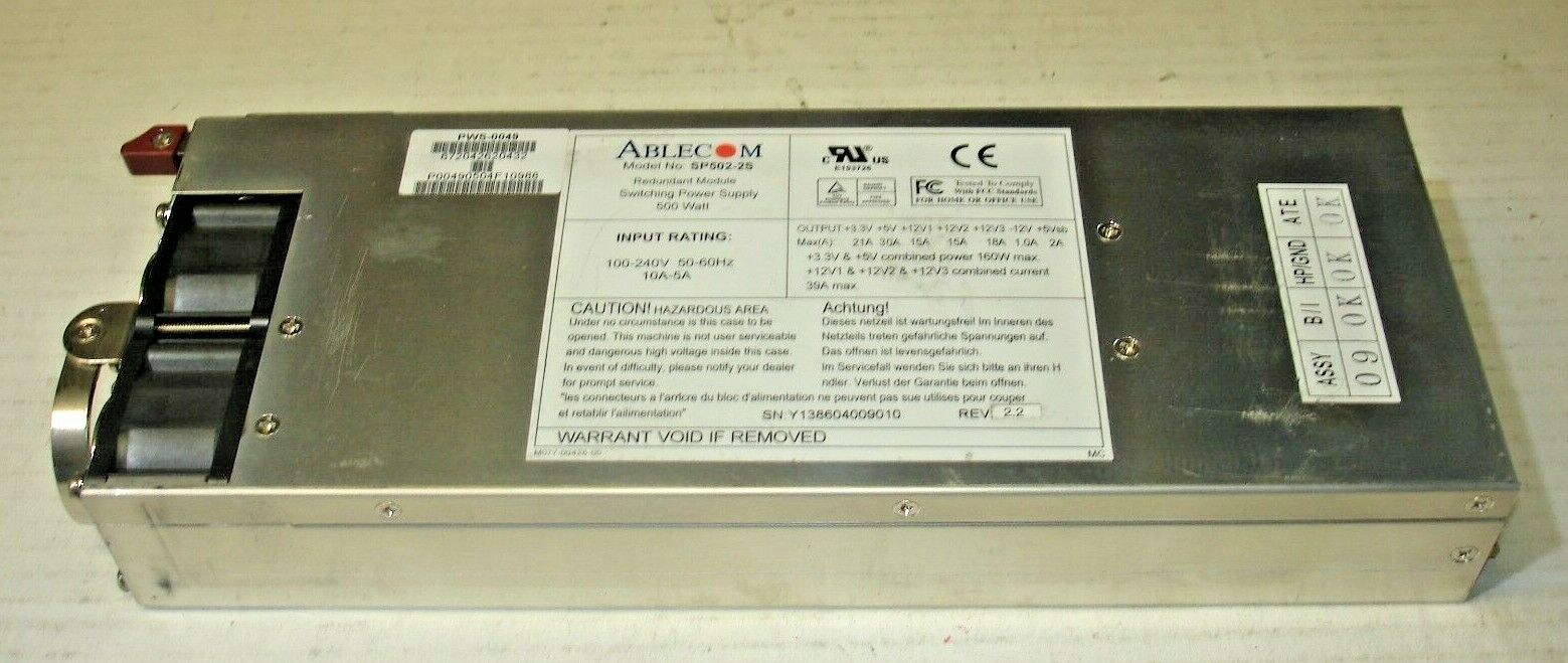 Ablecom 500W Redundant Power Supply SP502-2S PWS-0049