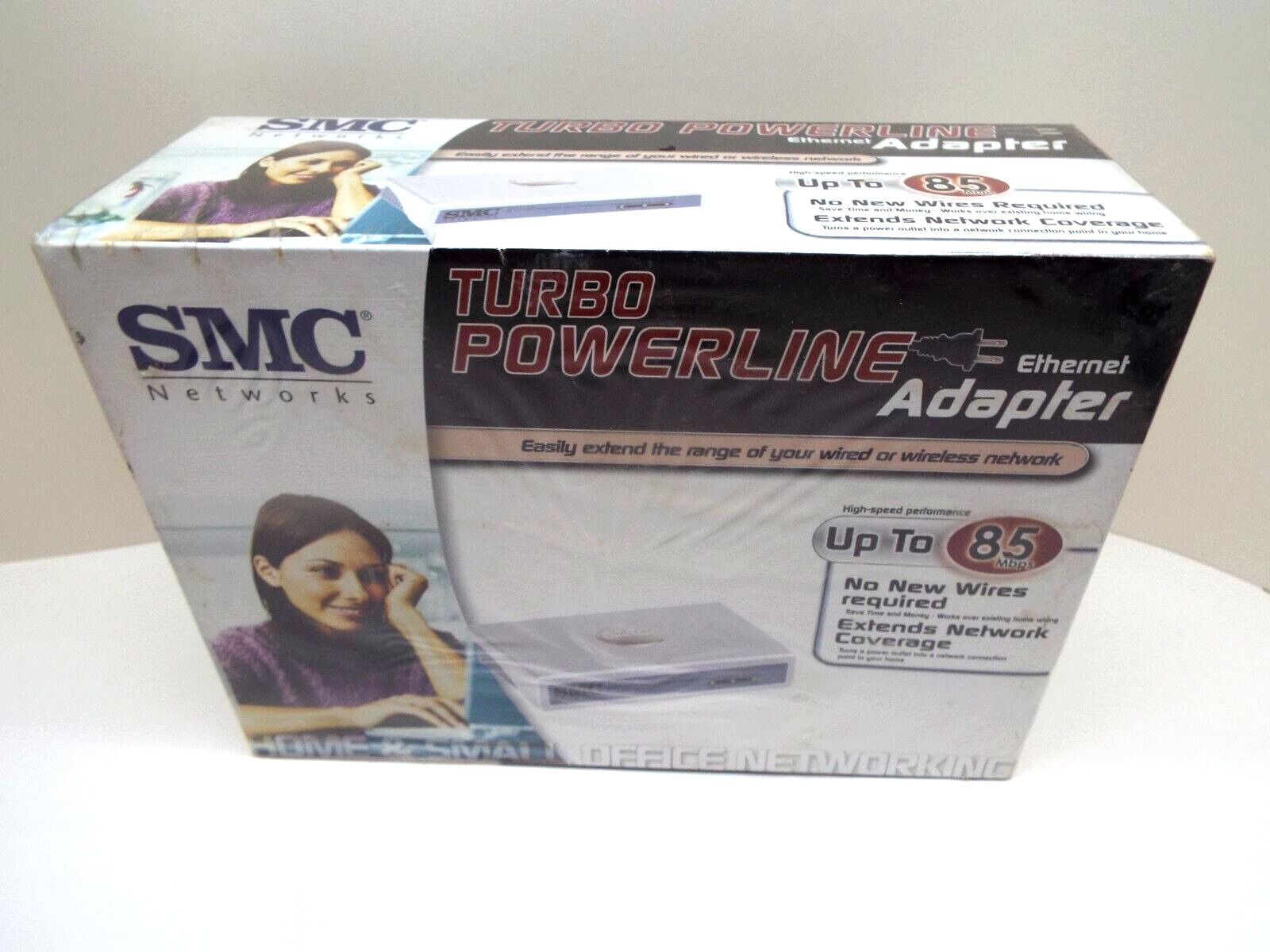 SMC NETWORKS TURBO POWER LINE ETHERNET ADAPTER...EXTENDS NETWORK...NEW IN BOX