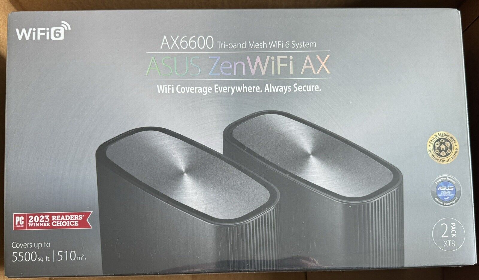 ASUS ZenWiFi XT8 AX6600 Tri-Band WiFi 6 AiMesh System Router (2-pack) - Charcoal