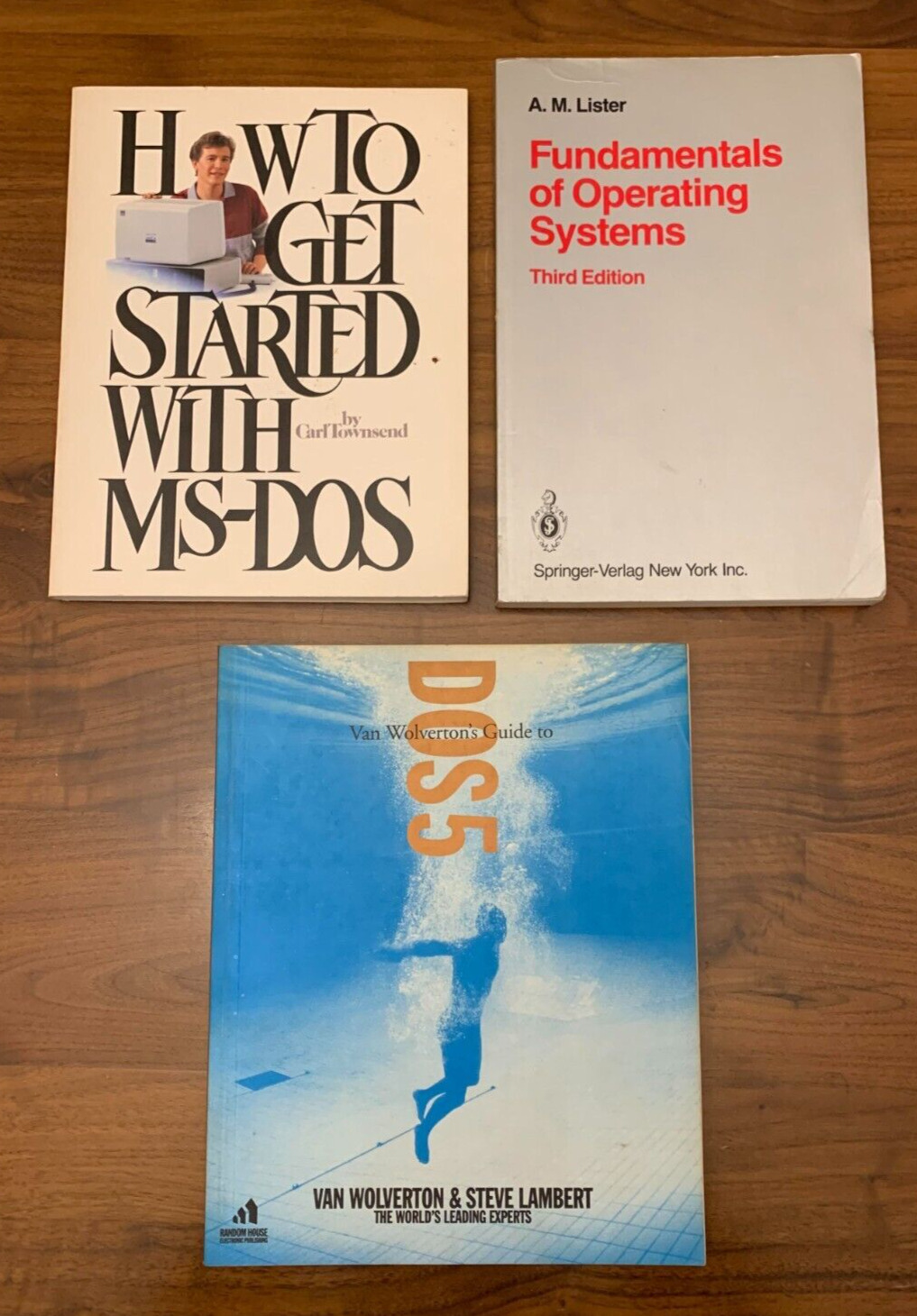Lot 3 x Vintage MS-DOS, DOS5  and OS books Townsend Lister Wolverton Lambert