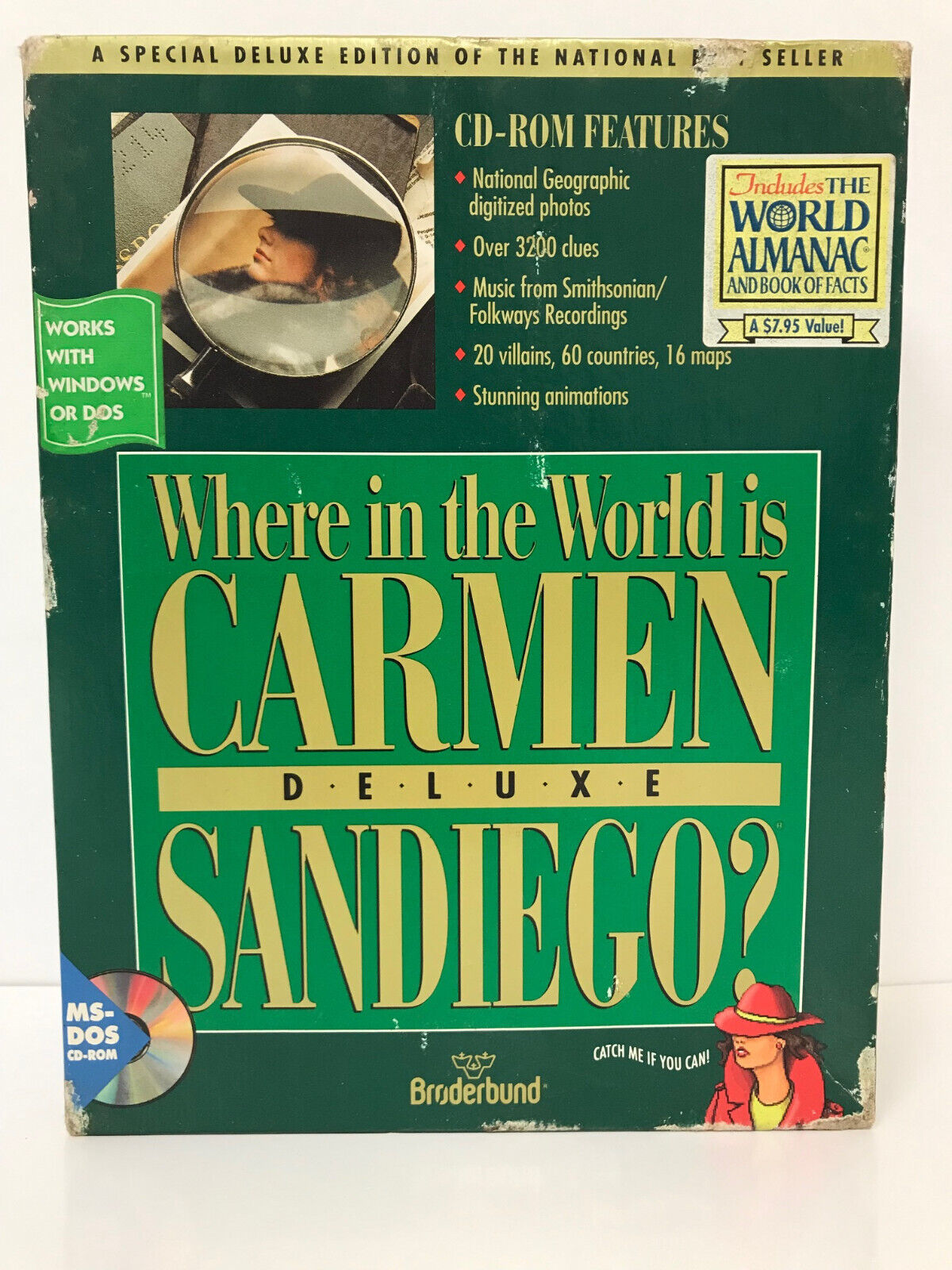 BRODERBUND WHERE IN THE WORLD IS CARMEN SANDIEGO?  DELUXE EDITION CD ROM
