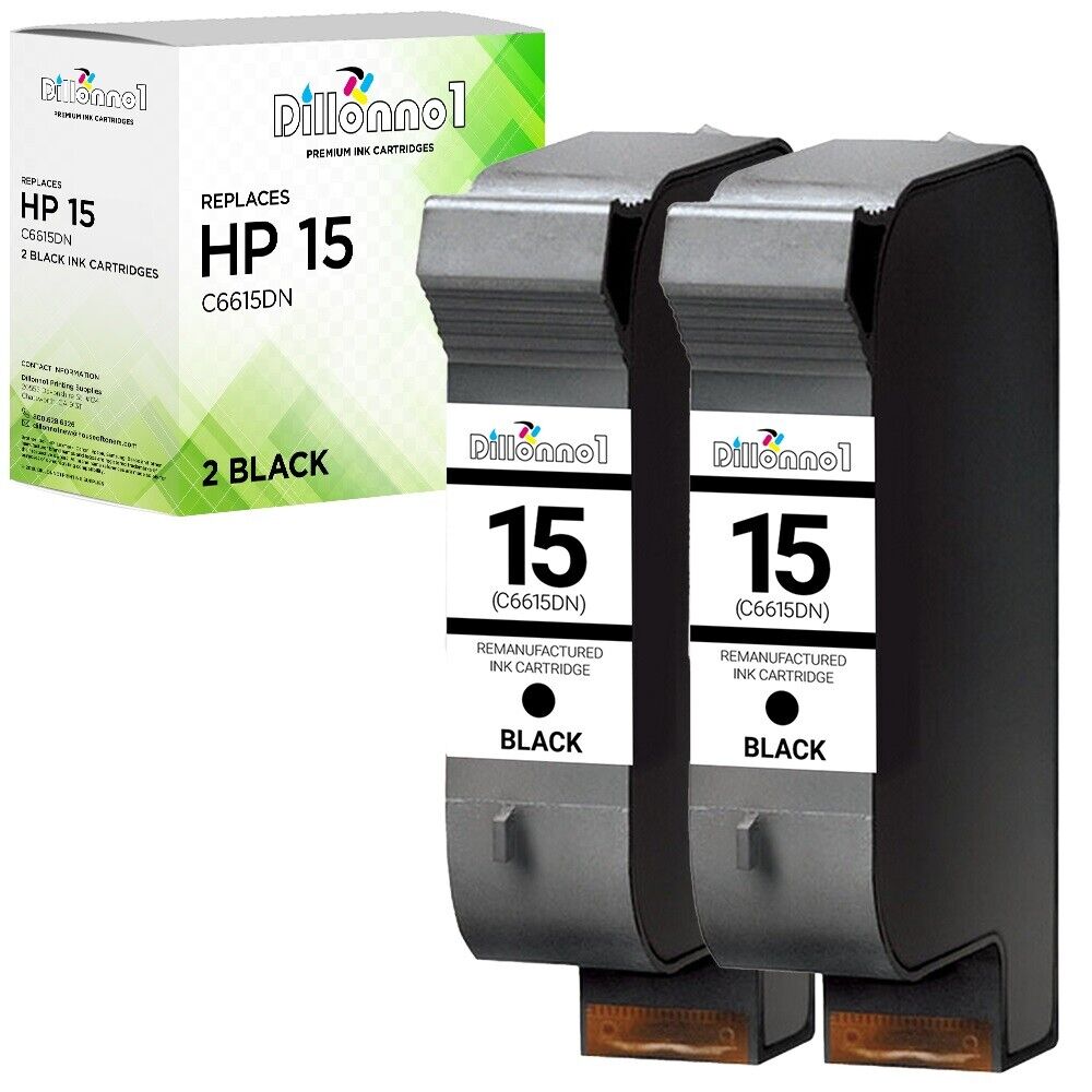 2PK For HP 15 C6615DN Ink Cartridge Replacement for Fax Series 1230 1230xi