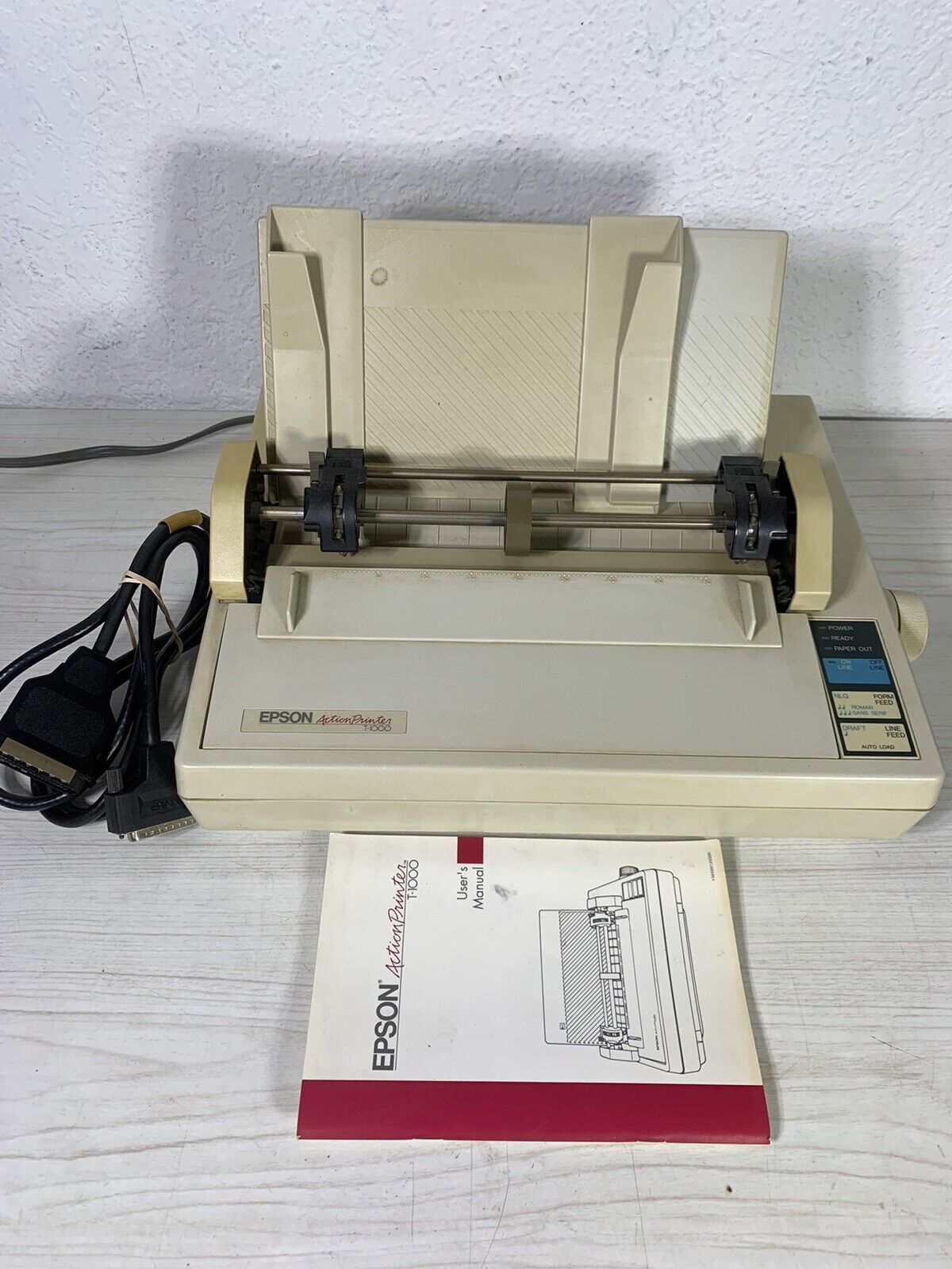 Vintage Early 90s Epson Action Printer T-1000 DotMatrix Continuous Paper Printer