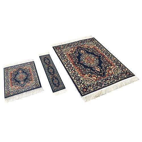 3 Piece Set of Rug Mouse Pad + Coaster + Bookmark - Oriental Style Carpet Mousem