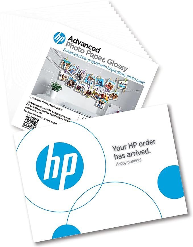 HP Glossy Photo Paper, Advanced, 5x5 in, 20 sheets for HP Envy Inspire Printer