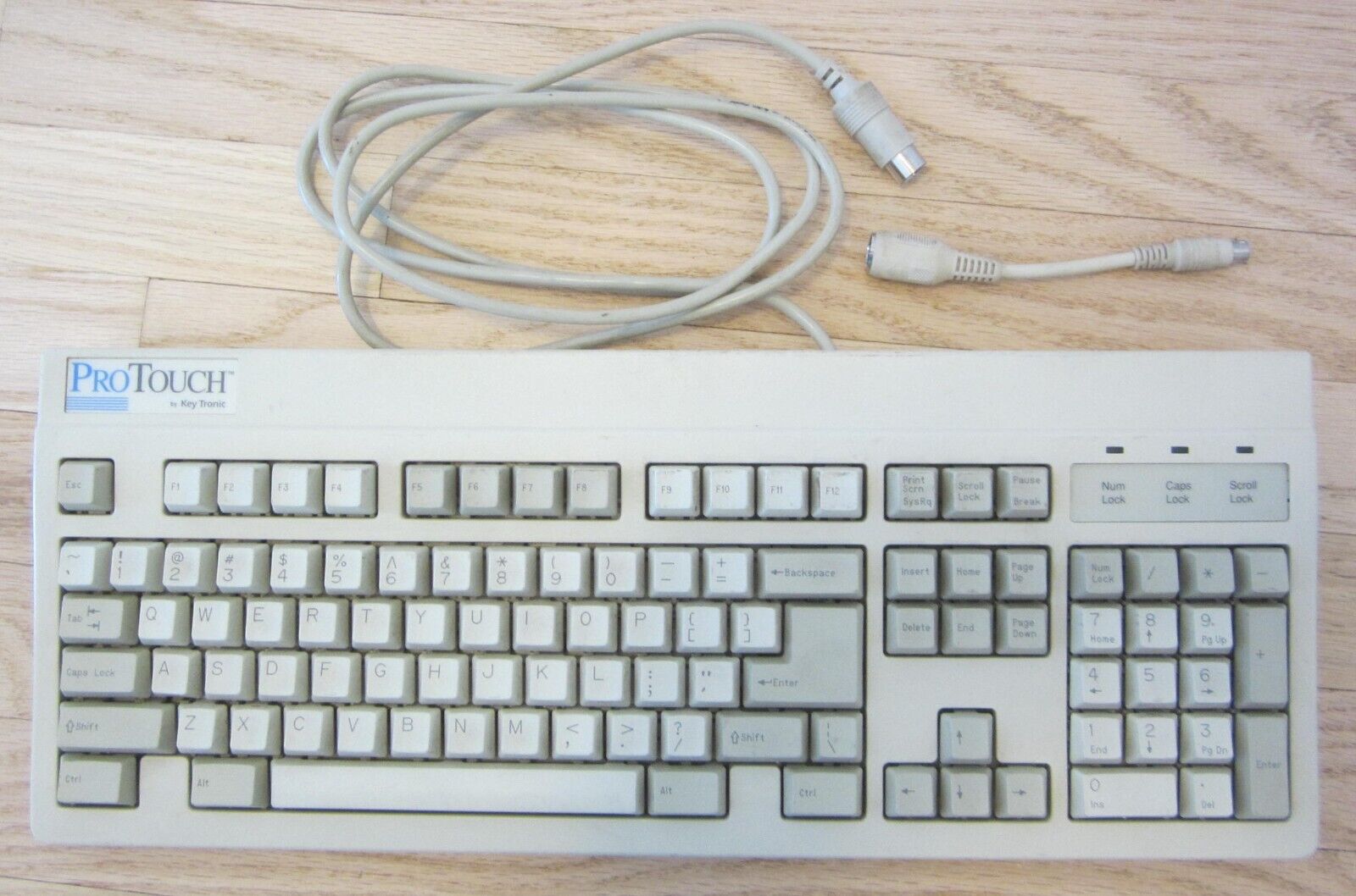 Vintage Keytronic PROTOUCH AT/XT 5 Pin DIN Wired Computer Keyboard - Beige