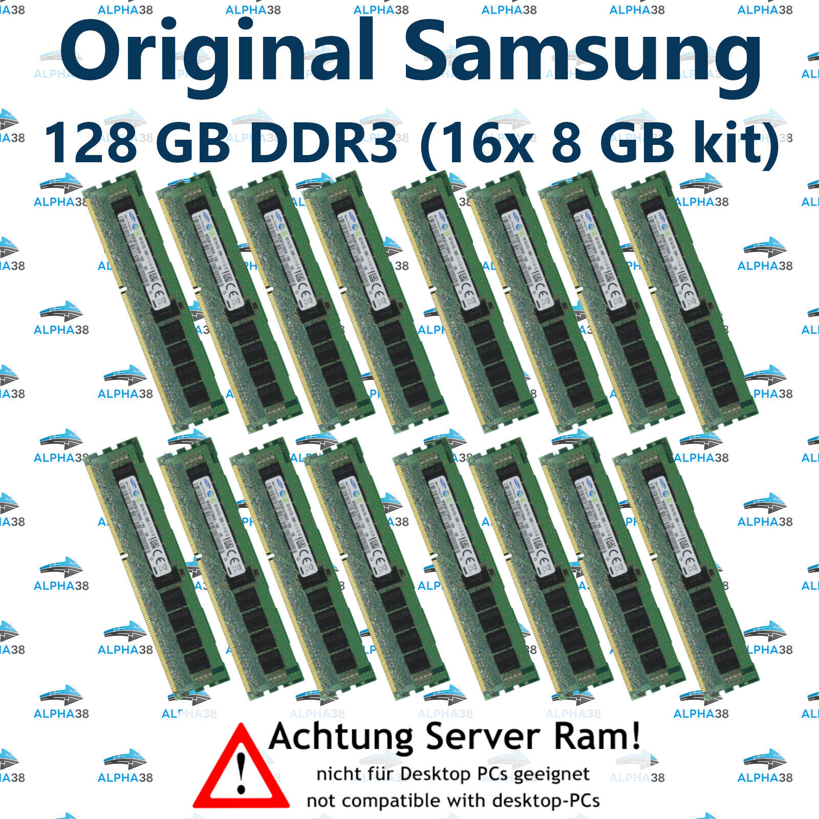 128 GB (16x 8 GB) Rdimm ECC DDR3-1600 HP HPE Proliant ML350p Gen8 G8 Server RAM