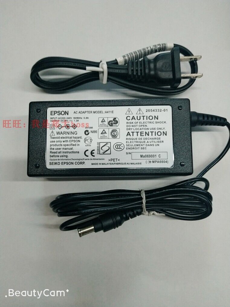 Original EPSON AC Adapter A411E Power Supply 24V 1.3A 6.0MM US Power Cord