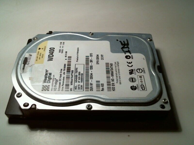 IDE Hard Disk Drive Western Digital Protege WD400EB-75CPF0 HSBBNV2A 40GB 02K044