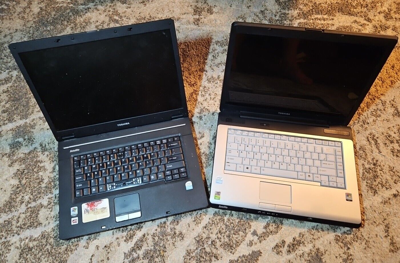 AS IS PARTS LOT OF 2 Toshiba Satelite Laptops. Broken. Parts Only 