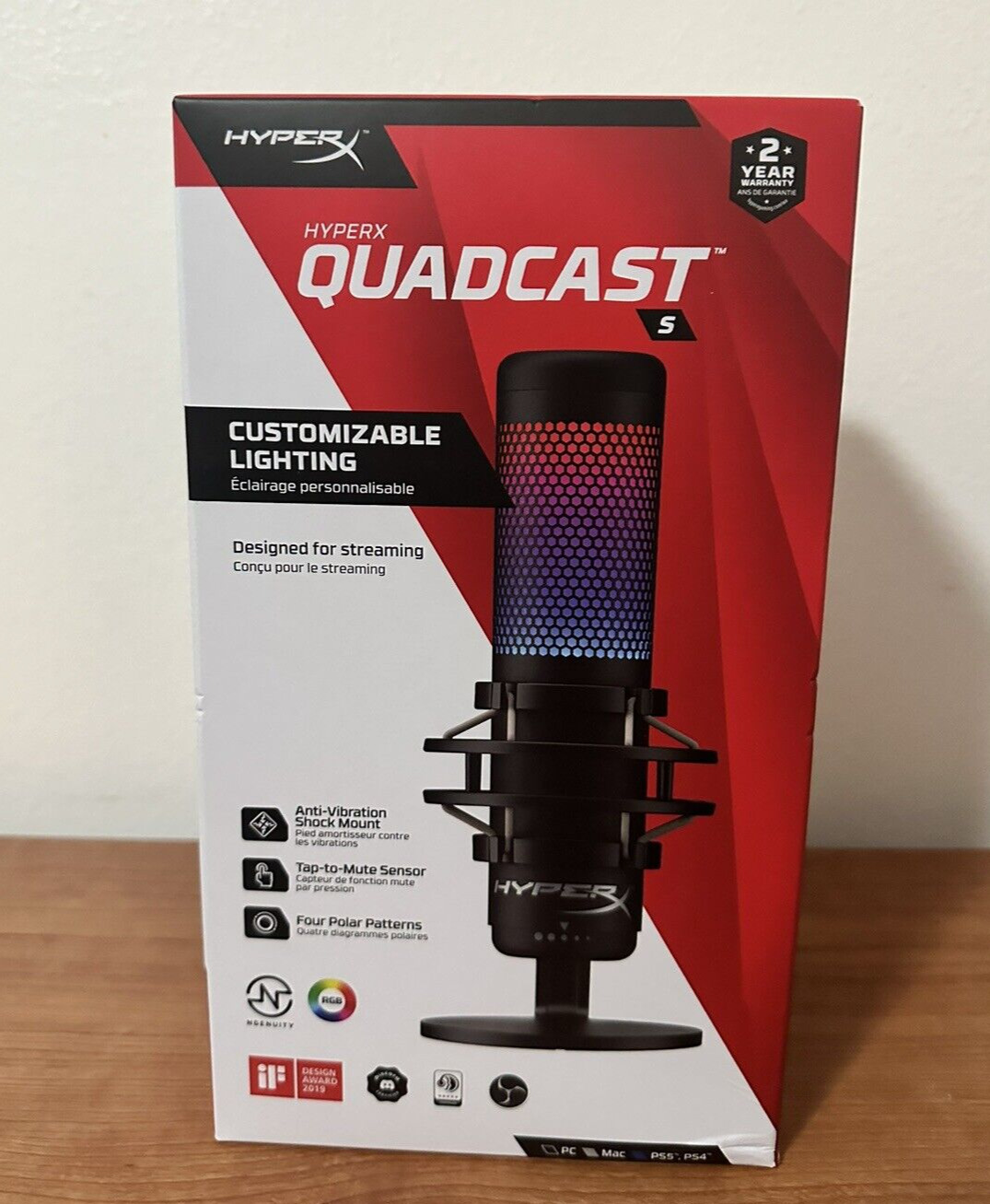 HyperX QuadCast S - USB Microphone - RGB Lighting Condenser Microphone BLK NEW