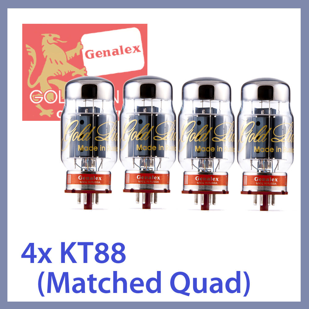 4x NEW Genalex Gold Lion KT88 GEC 6550 Power Vacuum Tubes, Matched Quad TESTED