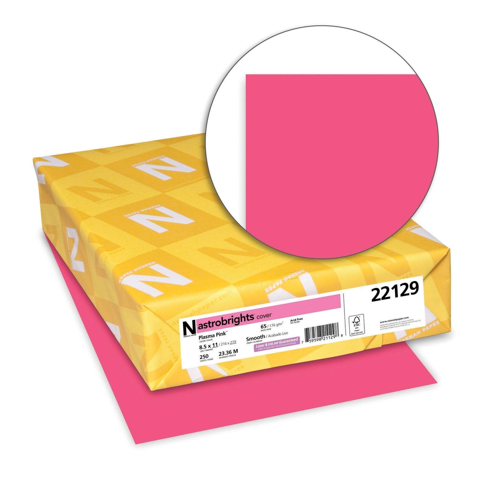 Astrobrights Colored Paper, 8-1/2 x 11 Inches, 24 lb, Plasma Pink, 500 Sheets