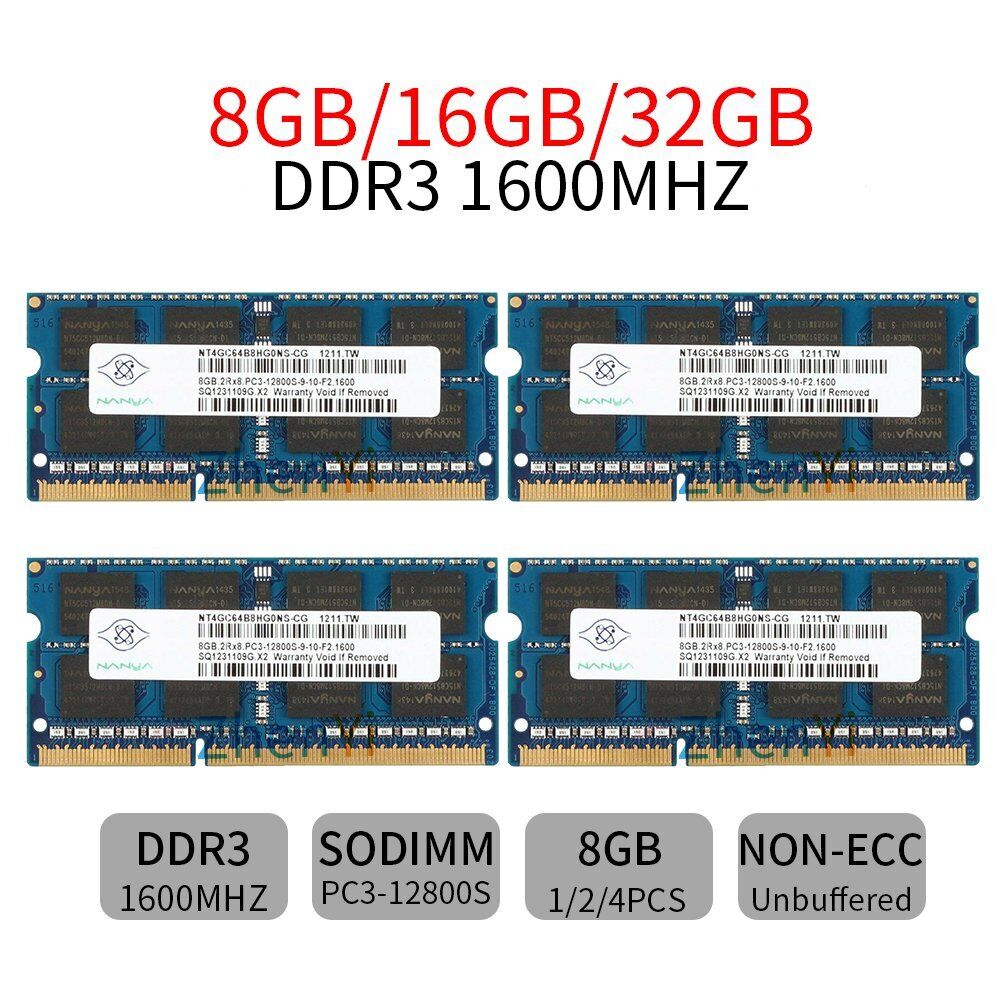 Nanya 32GB 16GB 8GB DDR3 DDR3L PC3 PC3L 1600MHz SODIMM 204Pin Laptop Memory LOT