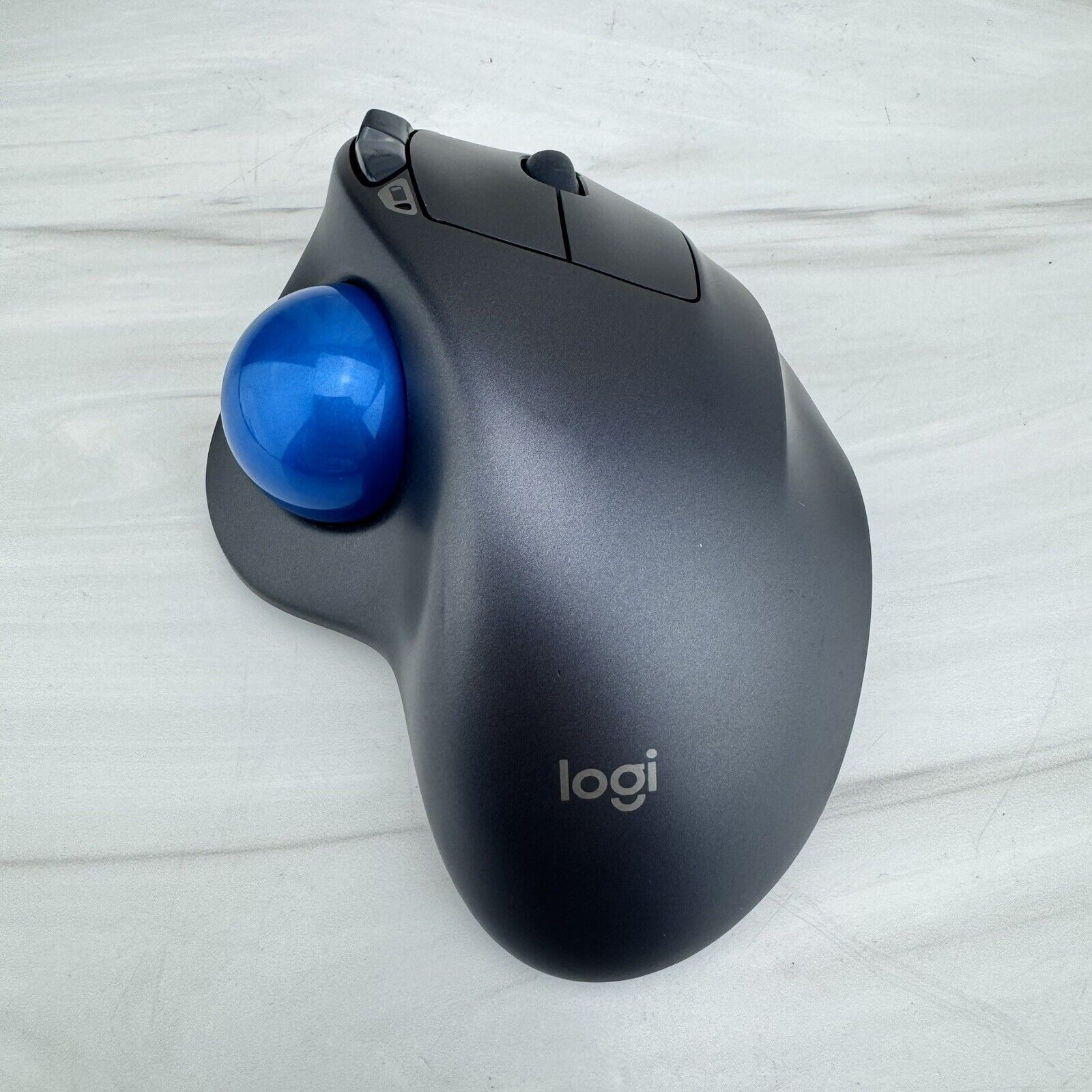 Logitech M570 Dark Gray w Blue Trackball Mouse Wireless With USB Receiver Dongle