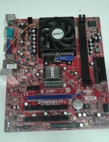 MSI Motherboard(MS-7309 Ver 2) K9N6PGM2-V2 AM2, AMD, Athlon, Heatsink, and Fan.