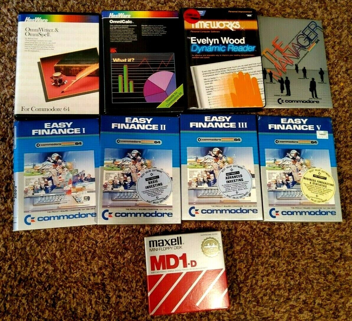 Lot of Vintage Commodore 64 Software, The Manager, Omniwritter, Dynamic Reader..