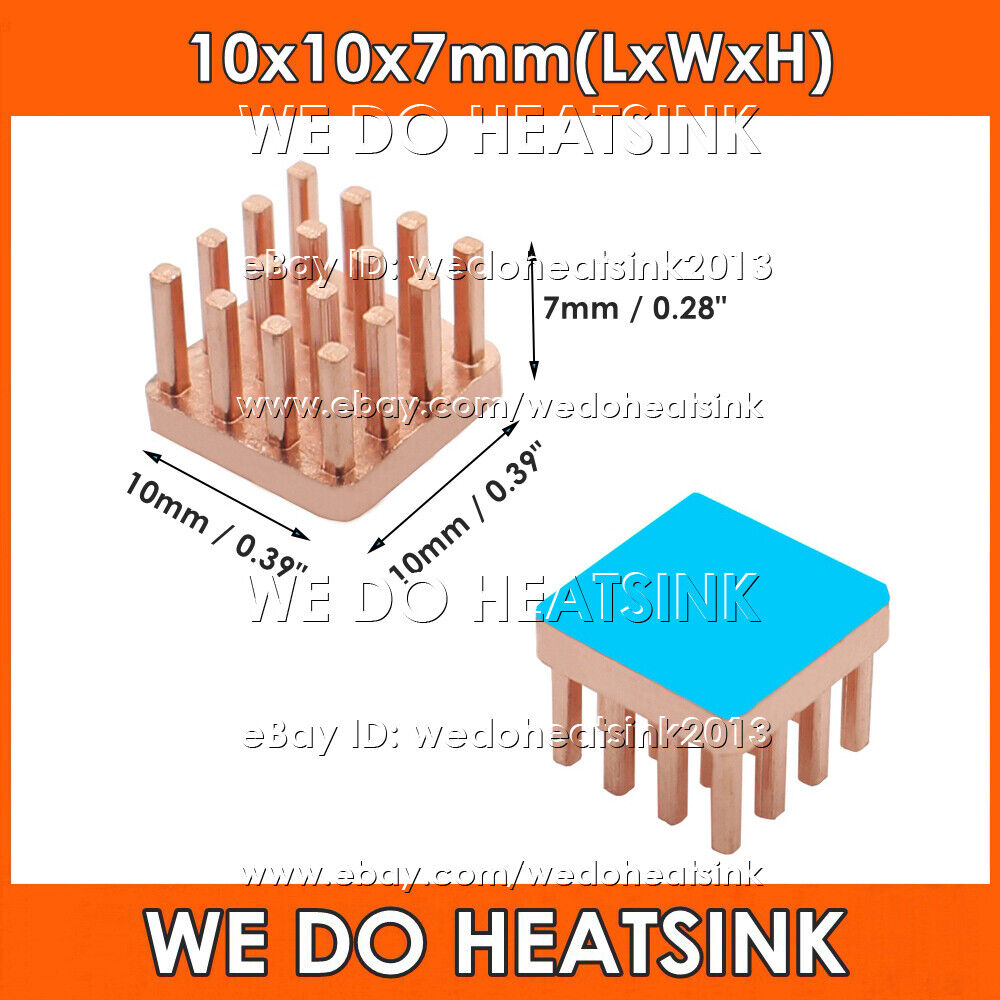 5/10pcs Pure Copper Pin Fins Heatsink Cooler With Thermal Tape for Electronic IC