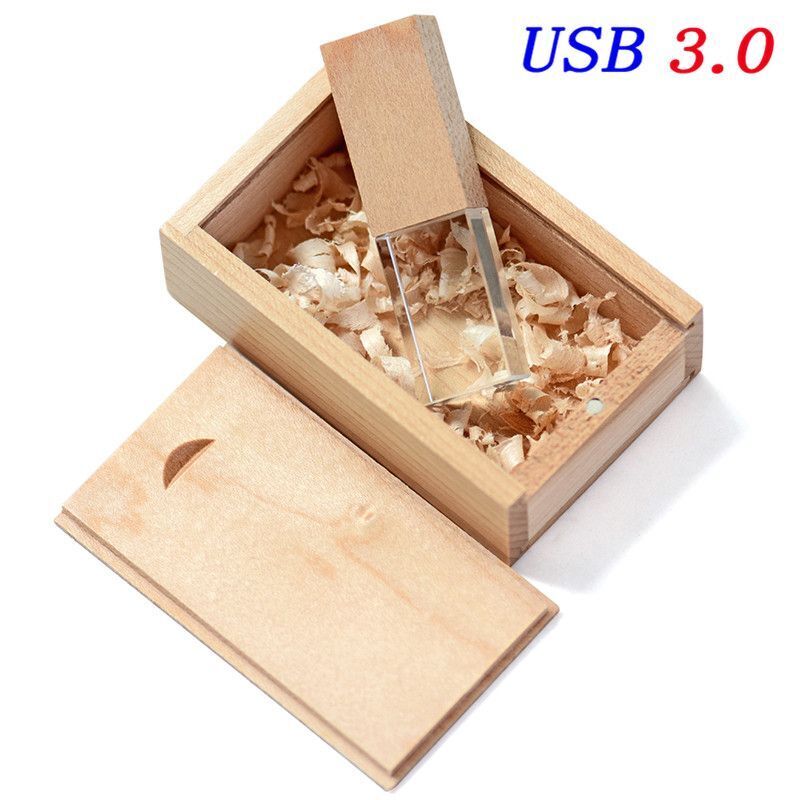 Wooden Stick Pen Drive Crystal Memory Flash Storage Custom Your Own Logo 4-64 GB