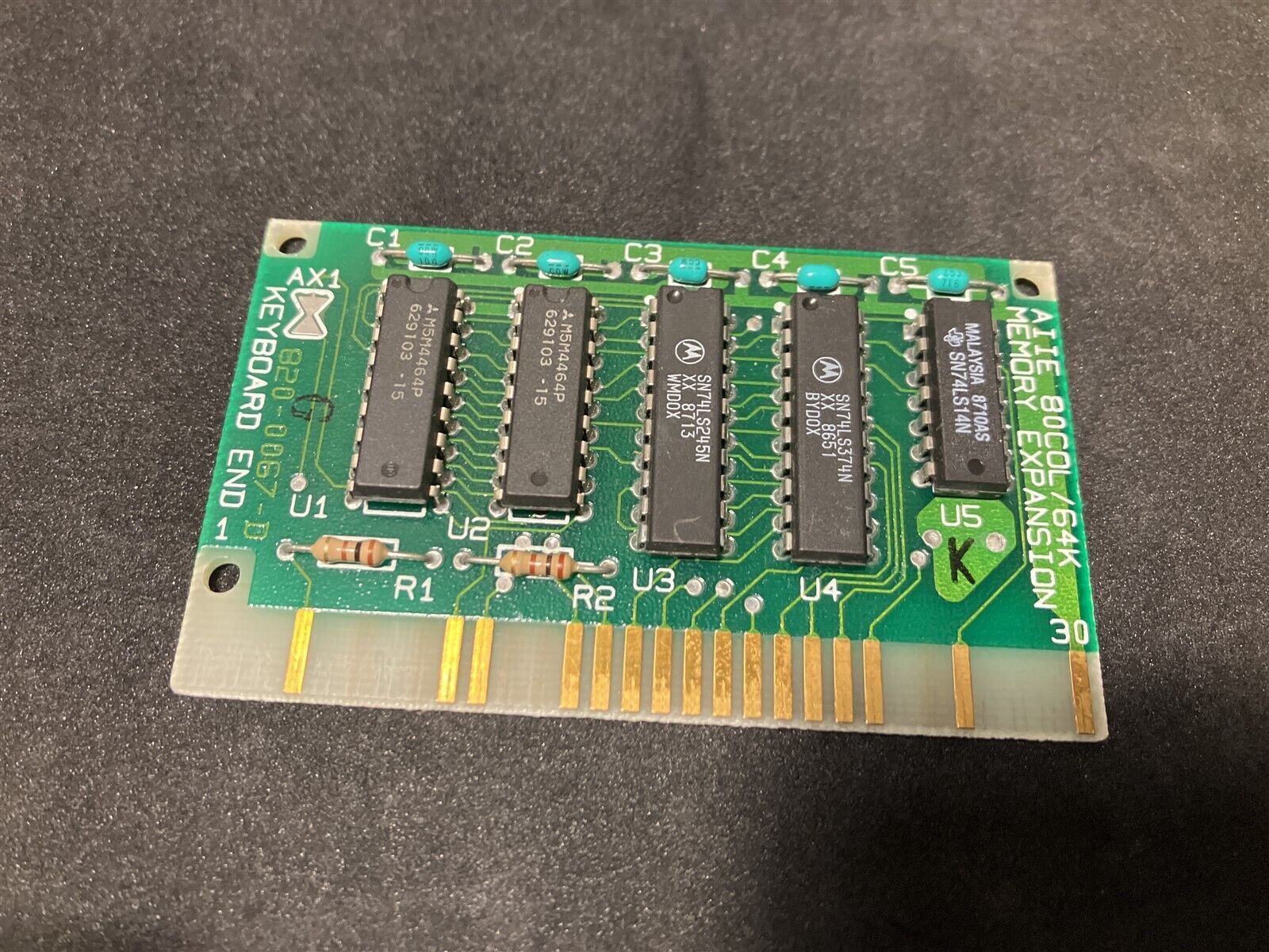 APPLE IIe 64K RAM Memory Epansion & 80-Column Graphics Card 820-0067-D