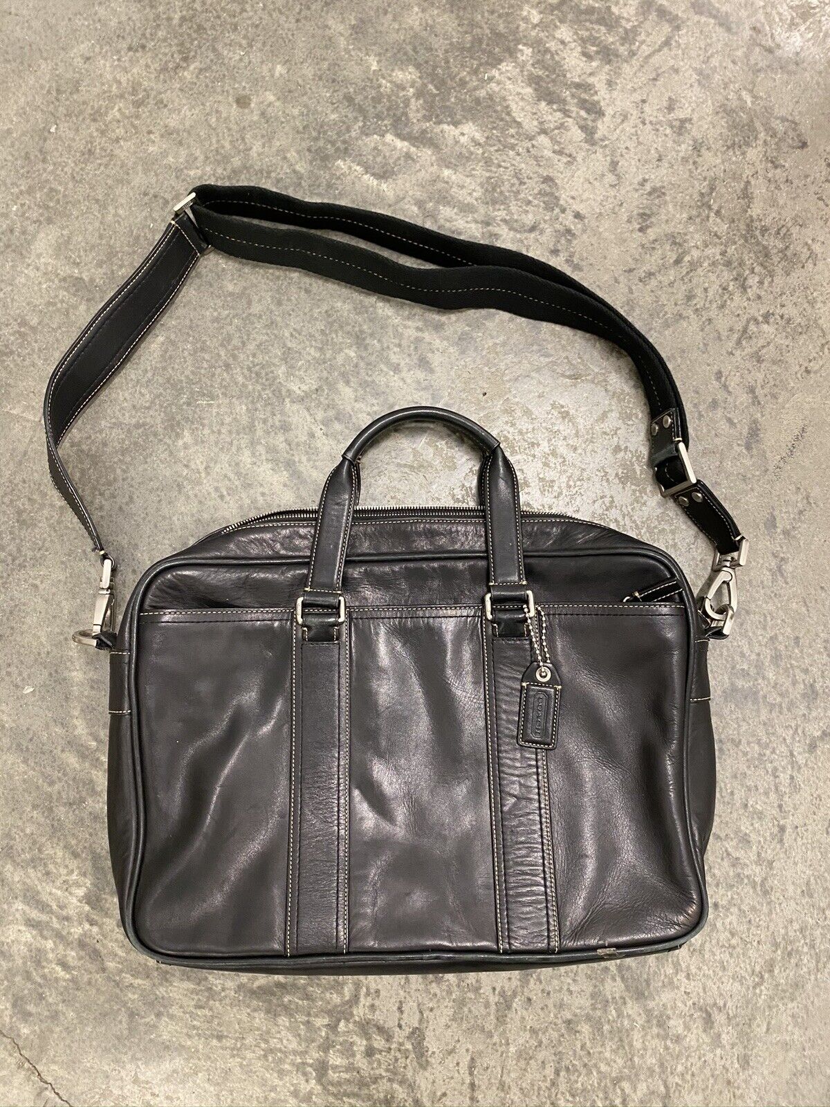 Vintage Classic Coach Black Leather Briefcase Laptop Messenger Bag 🖤
