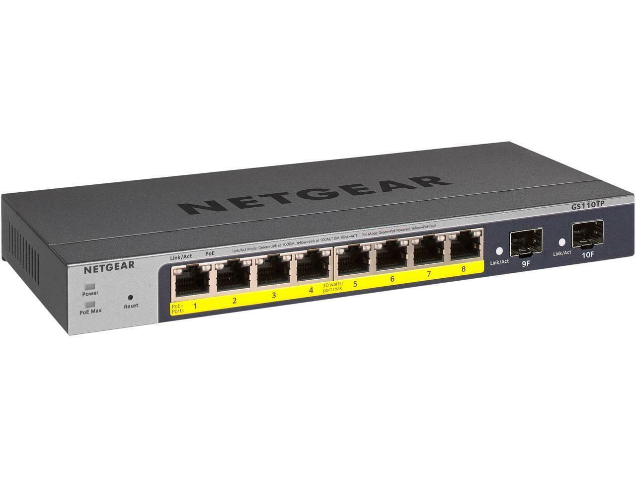 NETGEAR 8-Port Gigabit PoE+ Ethernet Smart Managed Pro Switch with 2 SFP Ports (