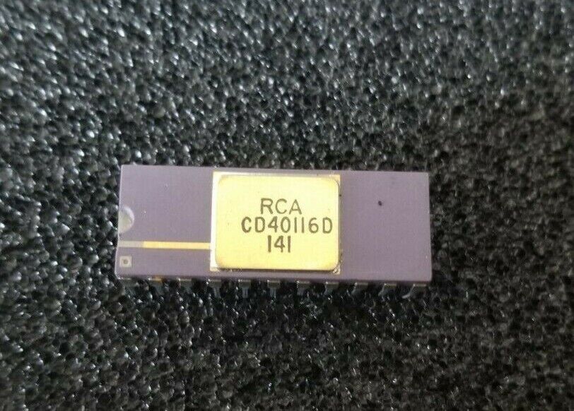 Vintage RCA Purple Ceramic & Gold 22 Pin DIP Chip Processor CD40116D