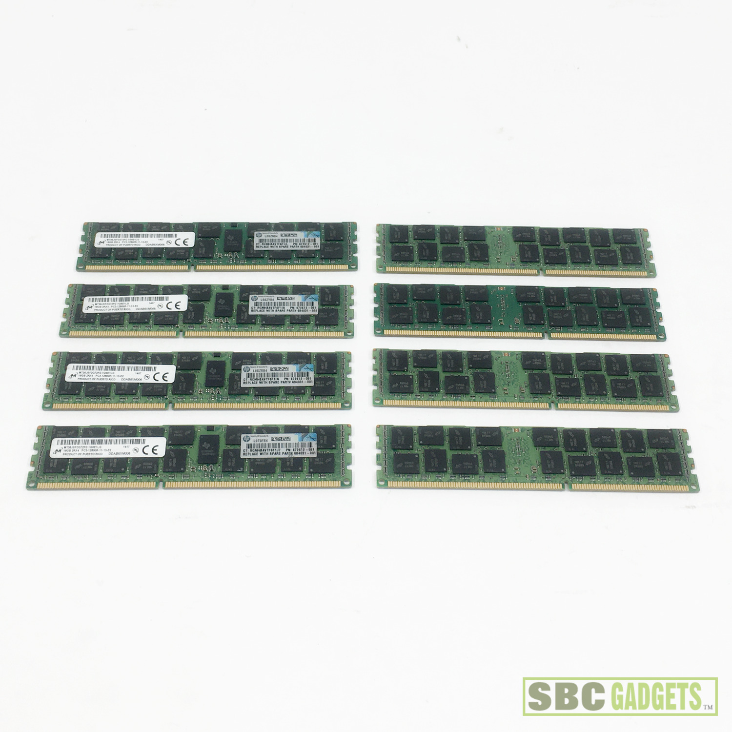 [Lot of 8] Micron MT36JSF2G72PZ-1G6E1 16GB DDR3-1600 REG ECC(Total 128GB Memory)