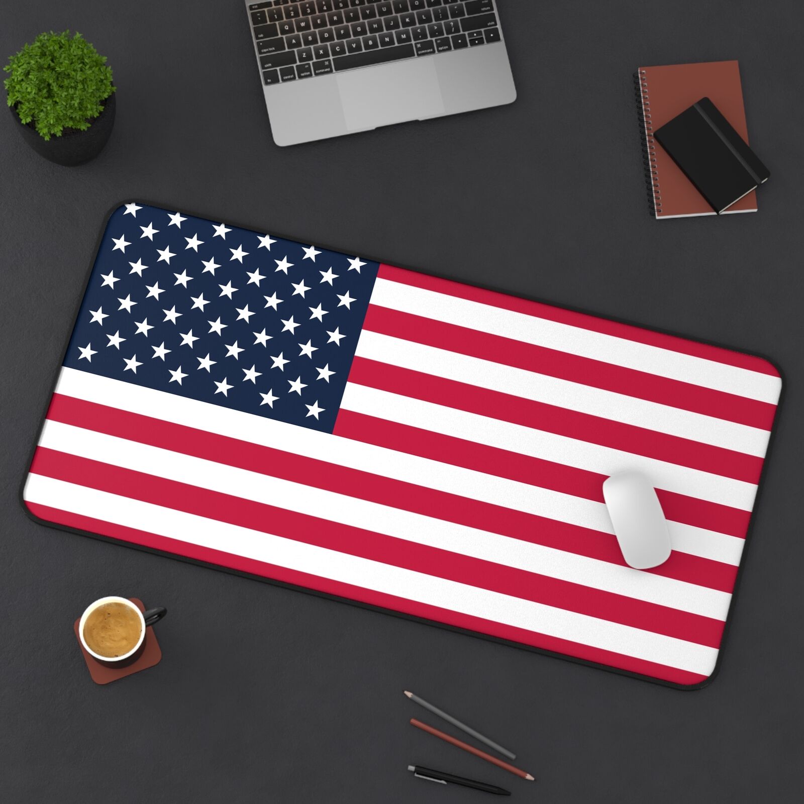 USA United States of America Flag - High Quality Stitched Edges - Desk Mouse Pad