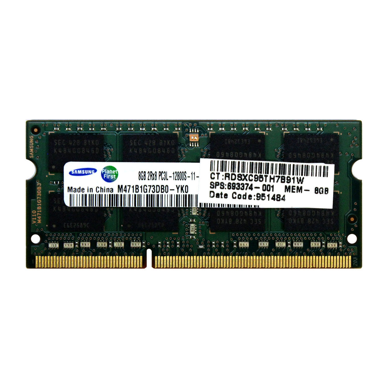 HP 693374-001 8GB 2Rx8 PC3L-12800S DDR3L 1600MHz 1.35V SODIMM 204-Pin Memory RAM
