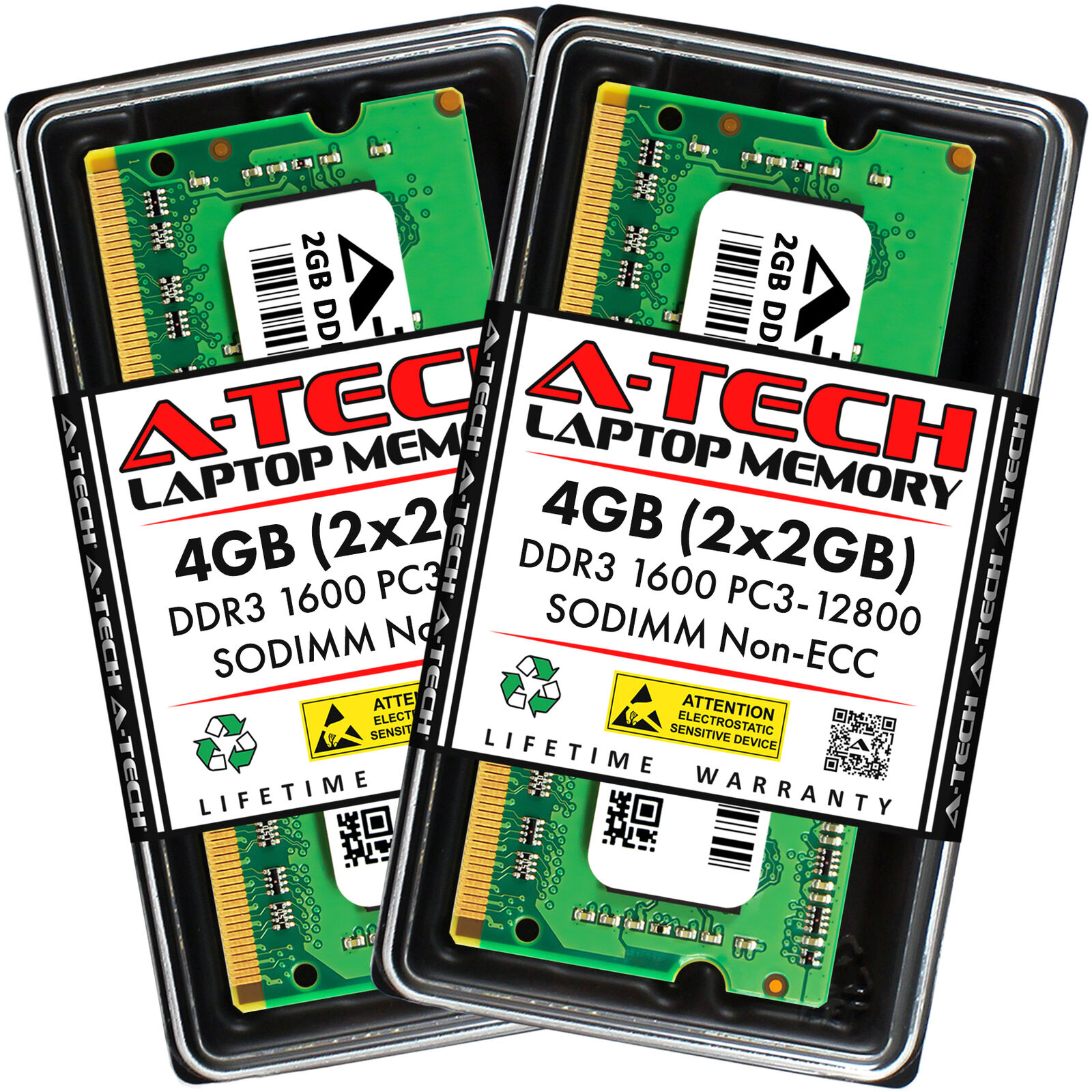 A-Tech 4GB 2x 2GB PC3-12800 Laptop SODIMM DDR3 1600 MHz 204-Pin Memory RAM 4G 2G