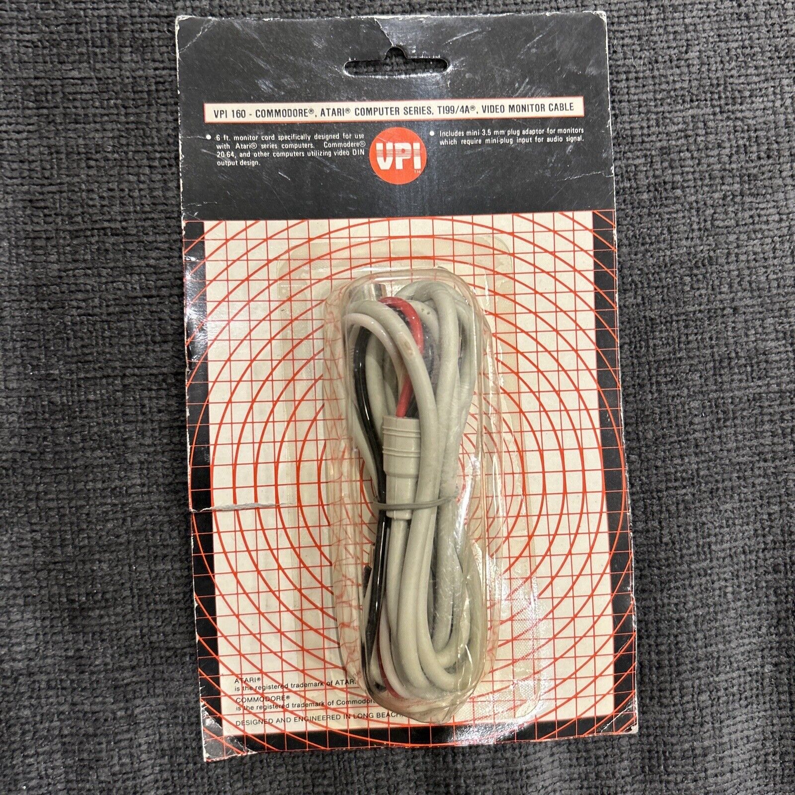 UNOPENED VINTAGE Monitor Cable for Commodore 64 / 128, Atari XL / XE, TI99/4A