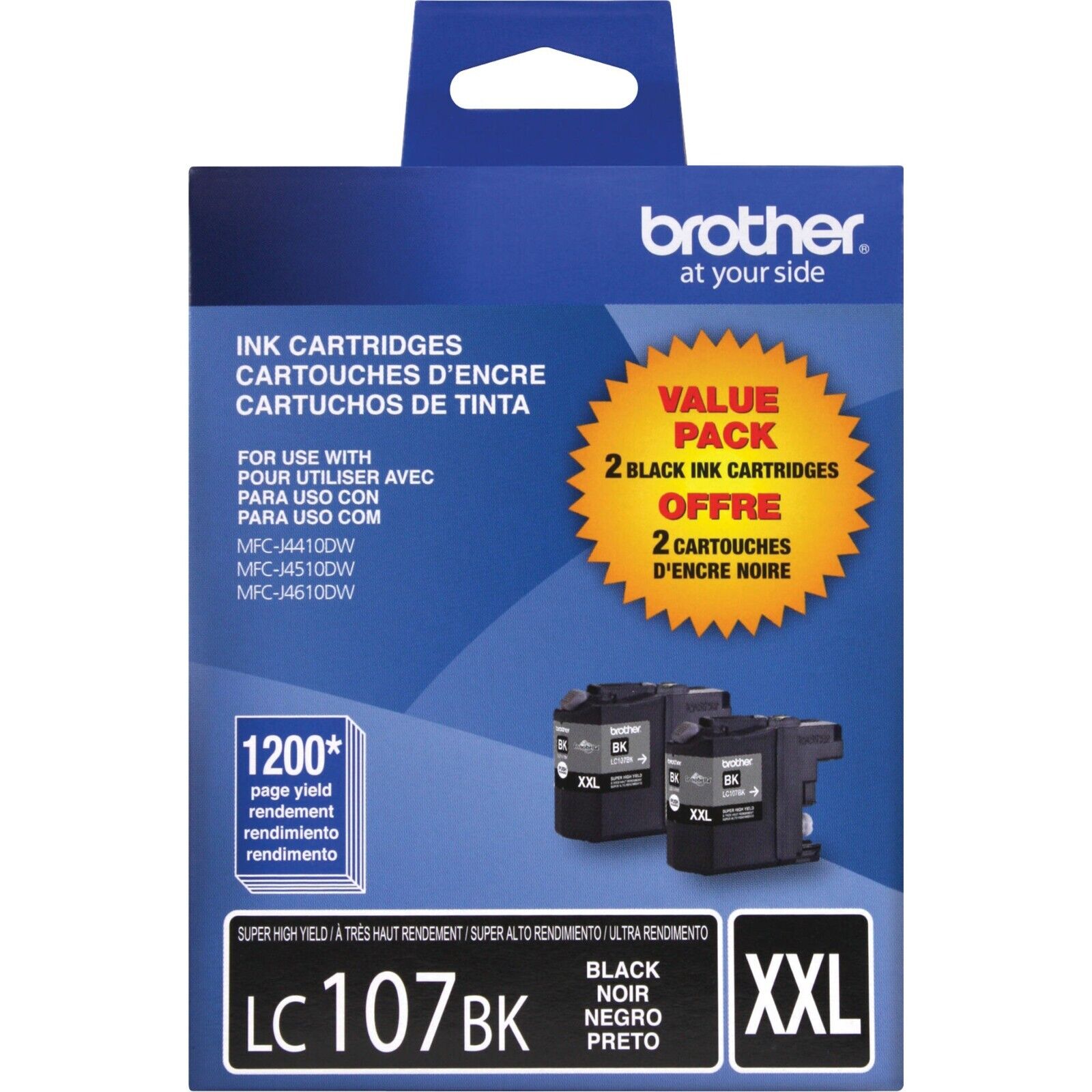 Brother Innobella Super High Yield Black Ink Cartridge (2 pk) LC1072PKS 10/2023