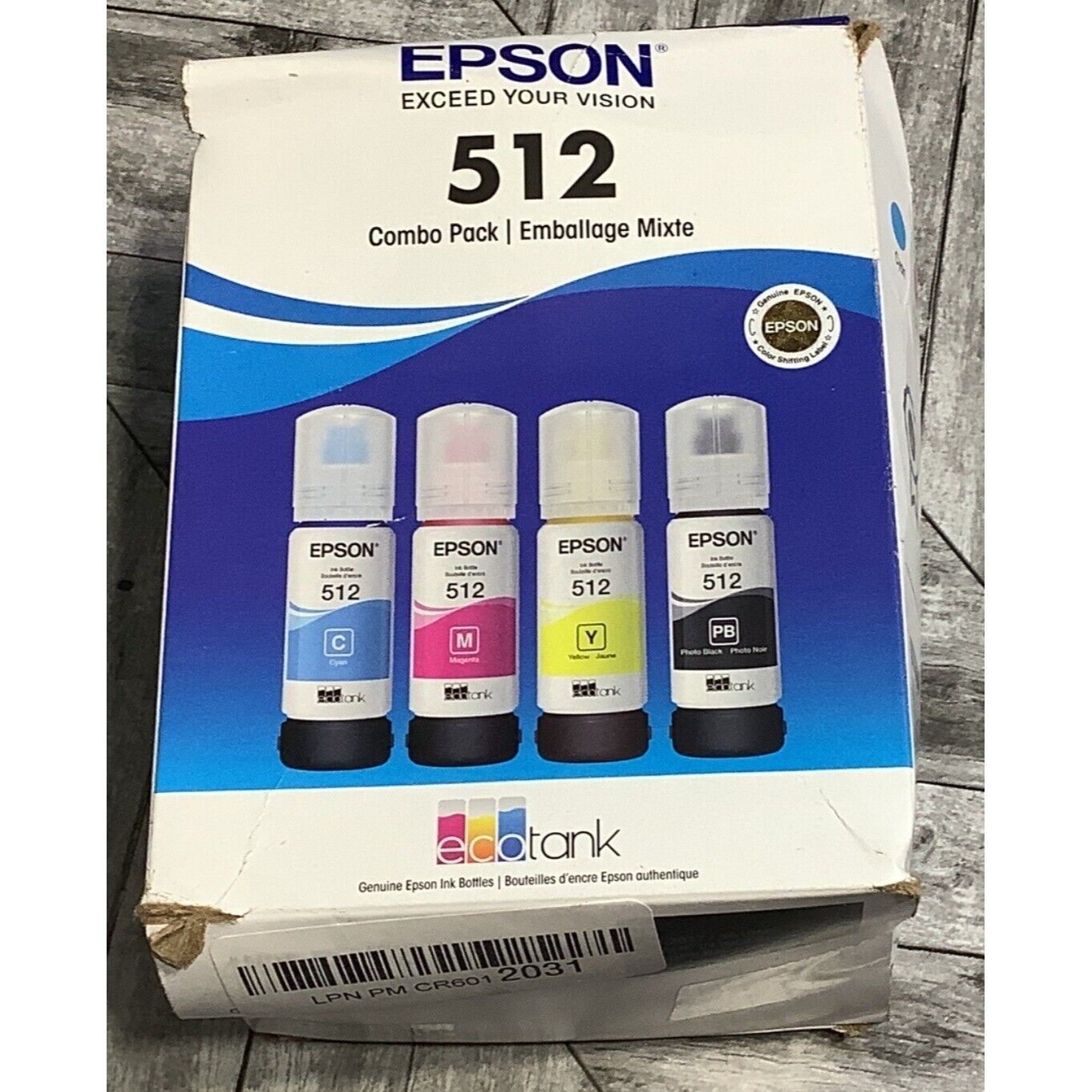 Genuine Epson EcoTank 512 Combo Pack Cyan Magenta Yellow Black Exp 2027