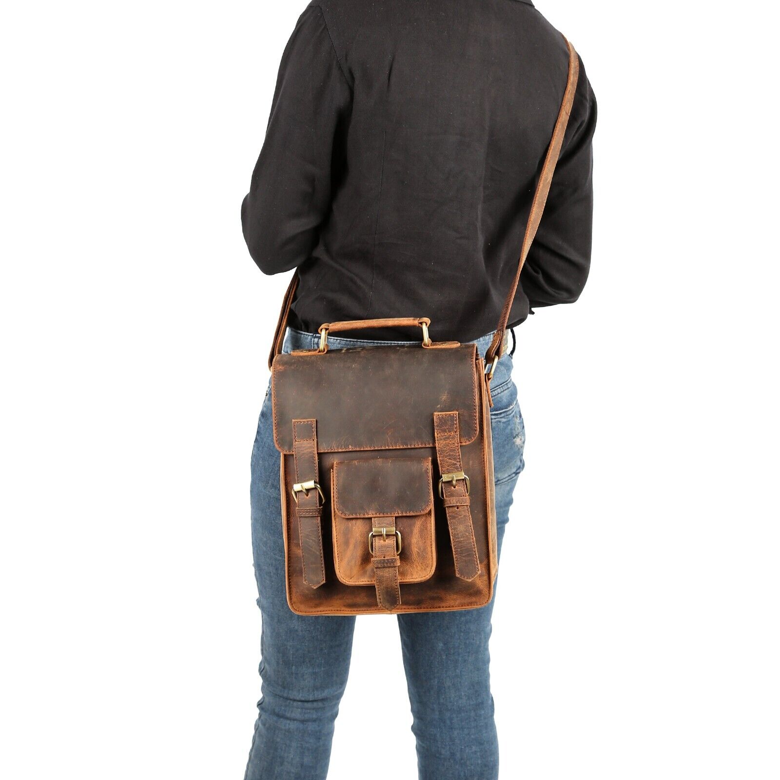 Handmade Leather Shoulder Satchel Messenger Crossbody case Tablet Bag For Women