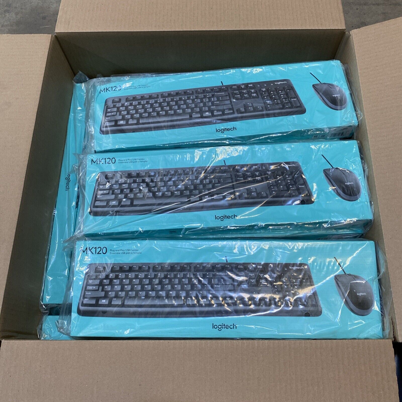 Lot of 22 Logitech MK120 Wired Keyboard and Mouse Combo BRAND NEW