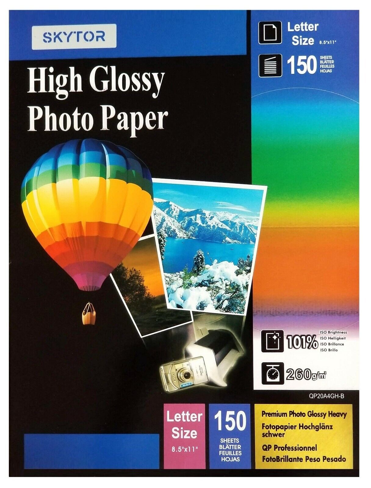 150 Sheets Premium Glossy Photo Paper Inkjet 8.5x11 Letter Size 260gsm
