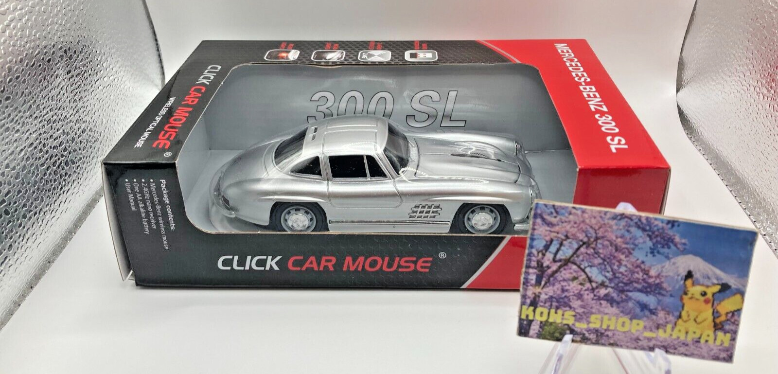 Mercedes Benz 300SL Silver Click Car Mouse Wireless & AA battery Type 2.4GHz