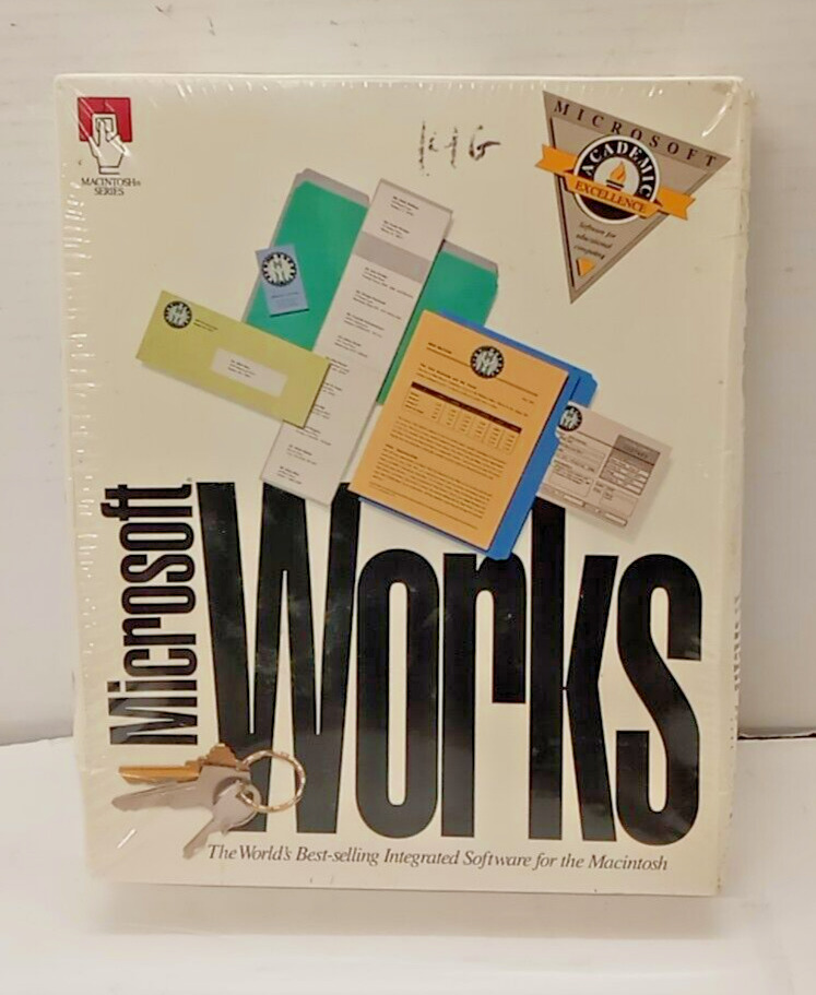 Sealed Microsoft Works 3.0 1993 Multimedia Edition CD-ROM Single Use MAC
