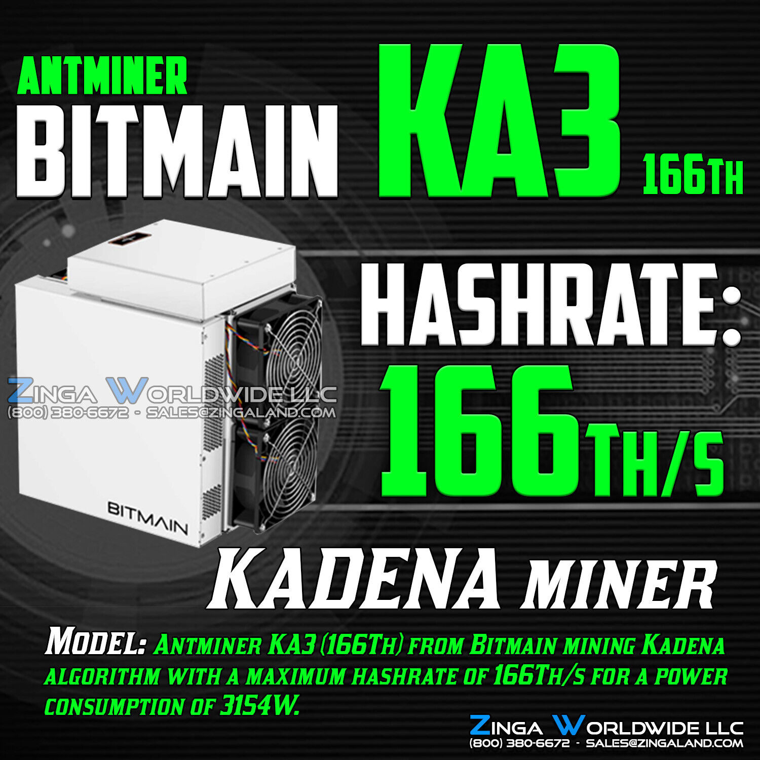 Bitmain Antminer KA3 166Th Kadena Miner ASIC Mining Crypto USA STOCK We Finance