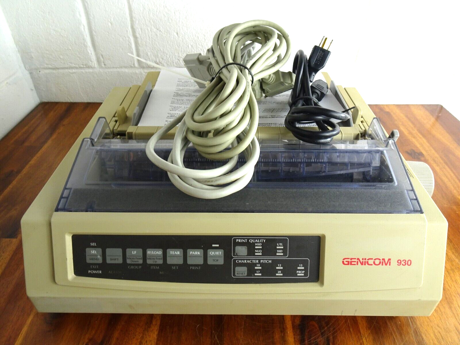 Genicom 930 Vintage Dot Matrix Printer with Ribbon and Cables Tested